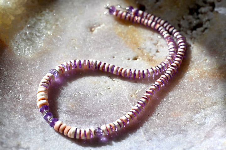 Pink Coral and Amethyst Necklace - OpalOra Jewelry