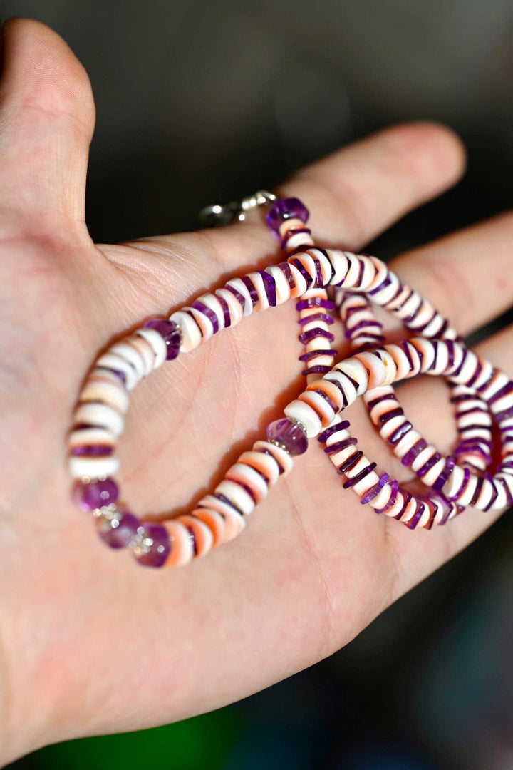 Pink Coral and Amethyst Necklace - OpalOra Jewelry