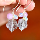Pink Pastel Fluorite Flower Dangle Earrings - OpalOra Jewelry