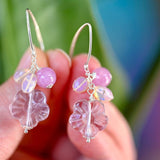 Pink Pastel Fluorite Flower Dangle Earrings - OpalOra Jewelry