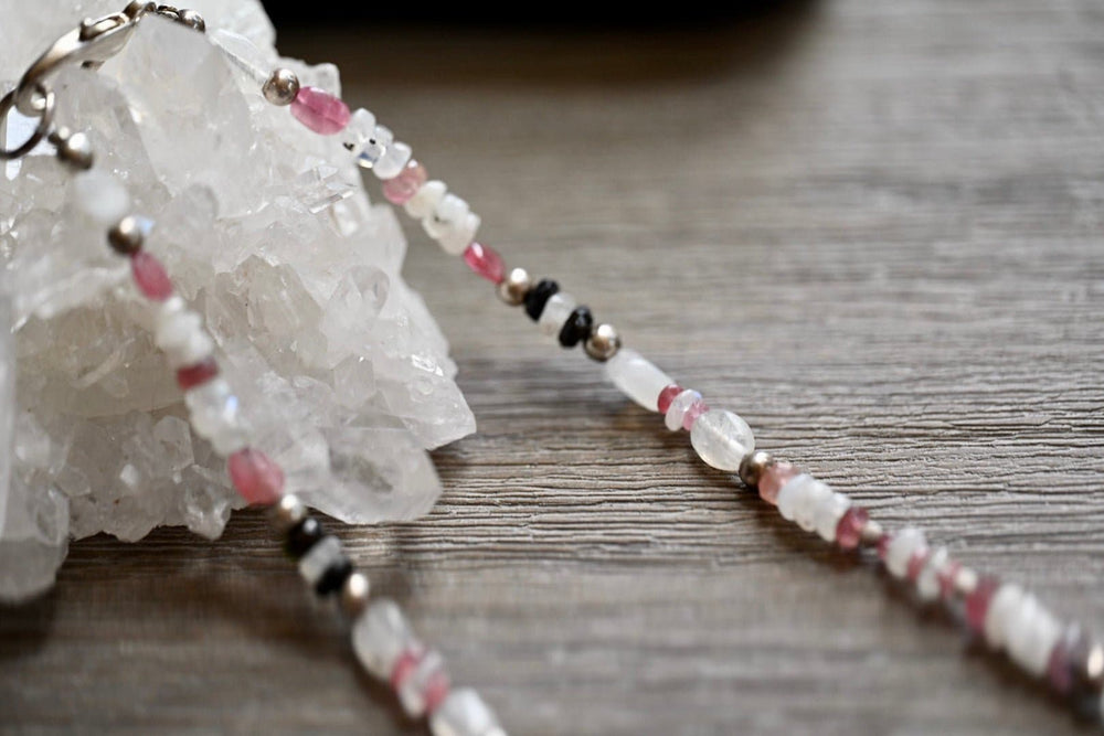 Pink Tourmaline and Moonstone Necklace - OpalOra Jewelry