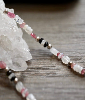 Pink Tourmaline and Moonstone Necklace - OpalOra Jewelry