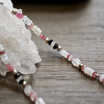 Pink Tourmaline and Moonstone Necklace - OpalOra Jewelry