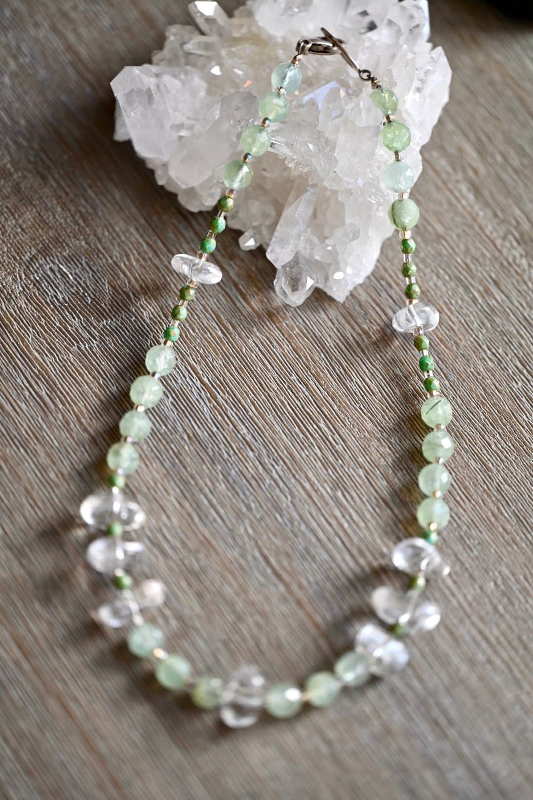 Prehnite and Quartz Necklace - OpalOra Jewelry
