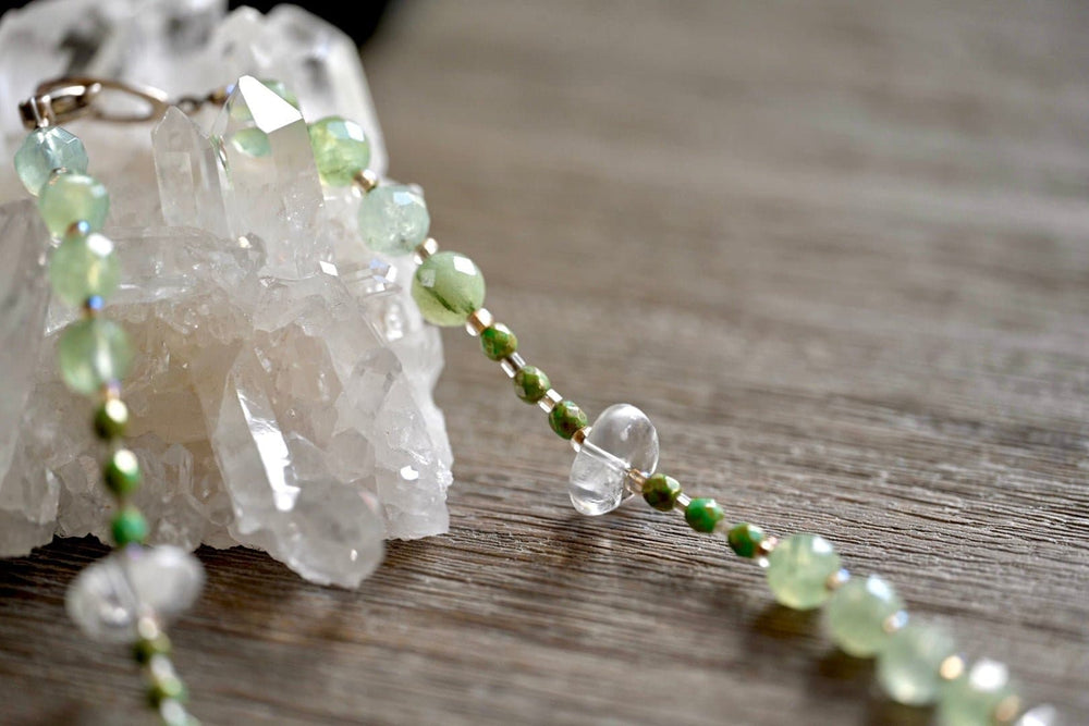 Prehnite and Quartz Necklace - OpalOra Jewelry
