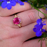Raspberry Rubellite Tourmaline - 14K Solid Gold Ring - OpalOra Jewelry