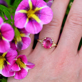 Raspberry Rubellite Tourmaline - 14K Solid Gold Ring - OpalOra Jewelry