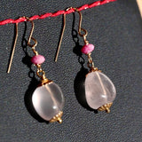 Rose Quartz Drop Earrings- 14K Gold Fill - OpalOra Jewelry