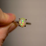 Shimmering Opal Ring in 14K White Gold - OpalOra Jewelry