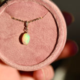 Small Fire Opal with Diamonds - 14K Solid Gold - OpalOra Jewelry