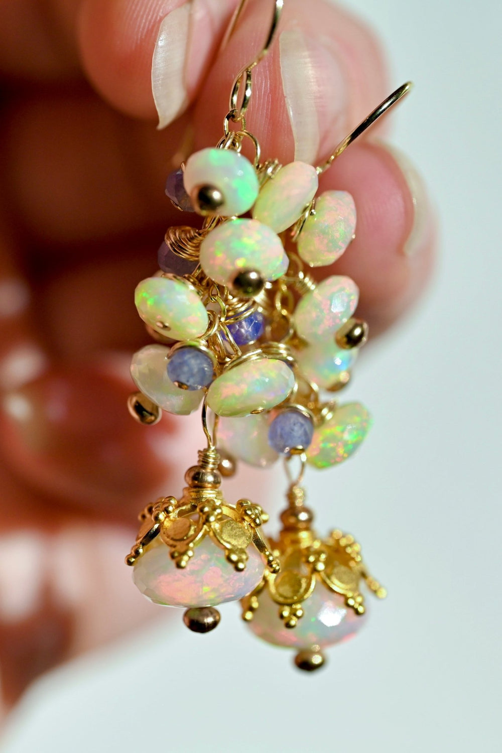 Snow Crystal Opal Earrings - OpalOra Jewelry
