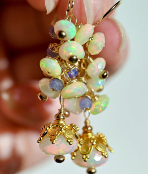Snow Crystal Opal Earrings - OpalOra Jewelry