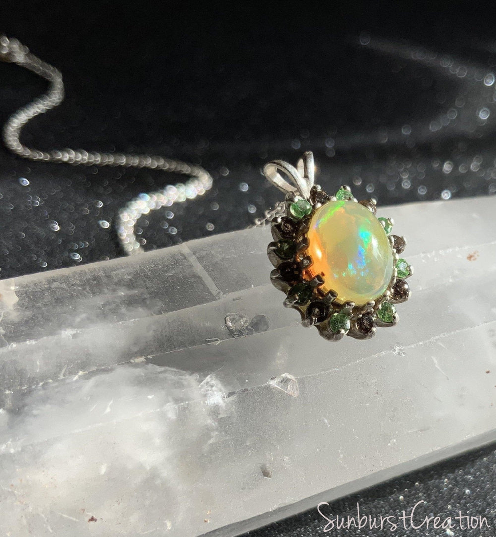 Spicy Heat Sunburst Opal Pendant - OpalOra Jewelry
