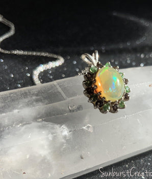 Spicy Heat Sunburst Opal Pendant - OpalOra Jewelry