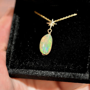 Sundog Opal Pendant - 14K Solid Gold - OpalOra Jewelry