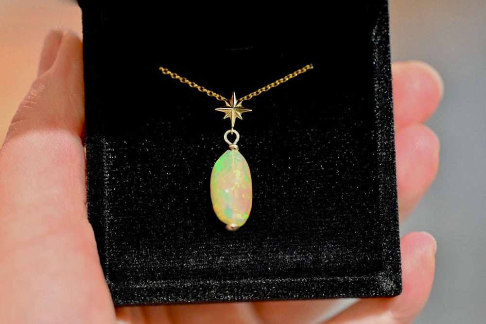 Sundog Opal Pendant - 14K Solid Gold - OpalOra Jewelry