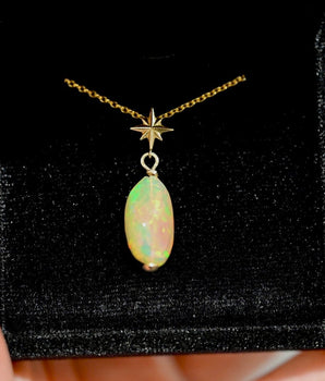 Sundog Opal Pendant - 14K Solid Gold - OpalOra Jewelry