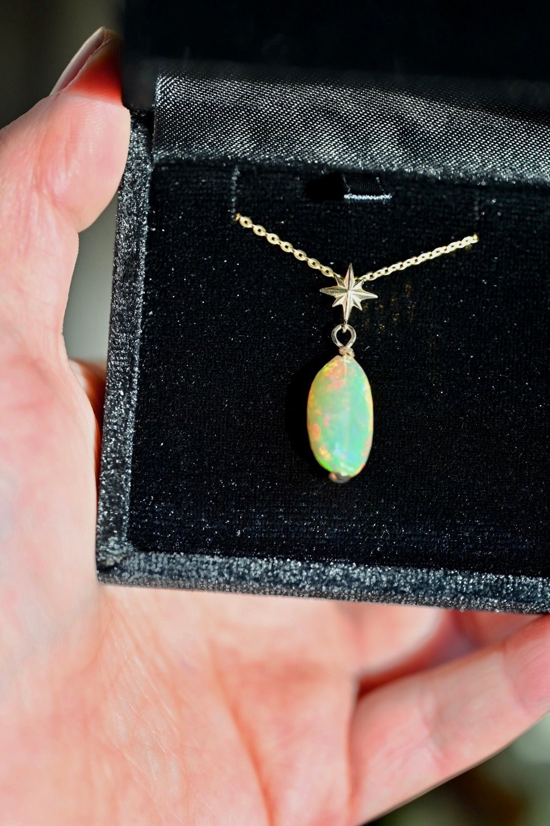 Sundog Opal Pendant - 14K Solid Gold - OpalOra Jewelry