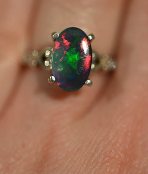 The Genie Black Opal and Diamond Ring - Sunburst Creation Jewelry