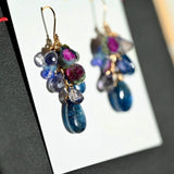 Tuscan Grapes - Solid Gold 14K Semiprecious Gemstone Earrings - OpalOra Jewelry