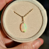 White Opal with Diamonds - 14K Solid Gold - OpalOra Jewelry